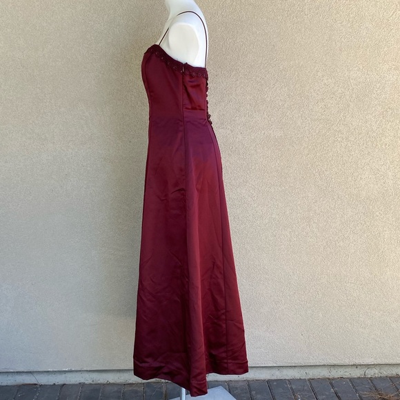 Merlot Red Long Train Mermaid Gown Cocktail Dress - Picture 2 of 14